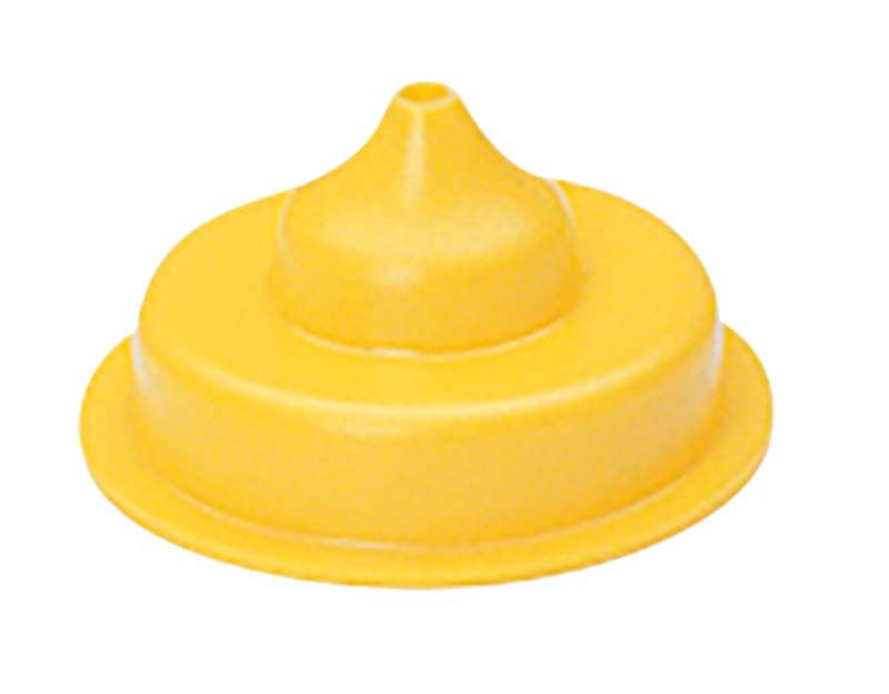 Gelber Gusstrichterformer für Silikonring X3 von Heraeus Kulzer.