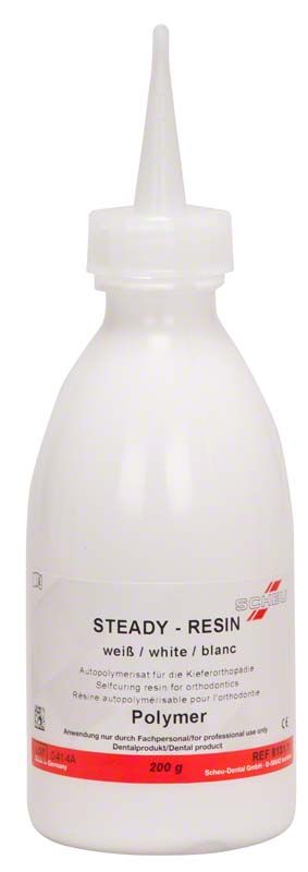 Steady-Resin Pulver weiß in Kunststoffflasche mit Dosierspitze.