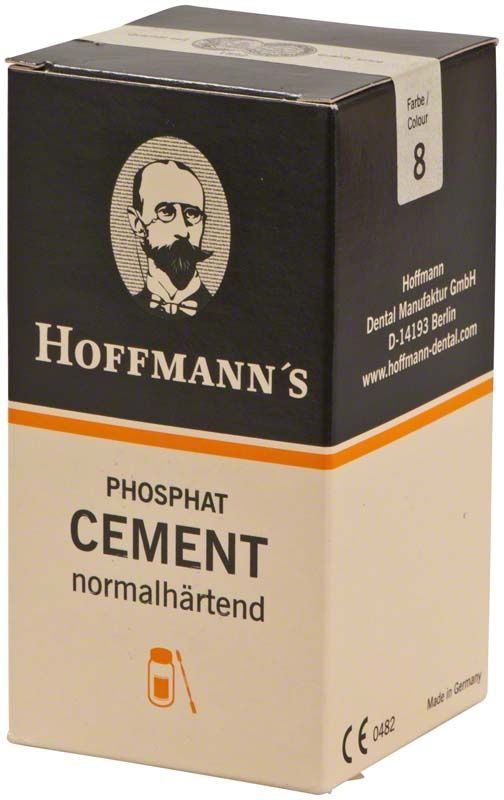Hoffmanns Phosphat Cement Pulver normalhärtend Nr. 8 in Verpackung.