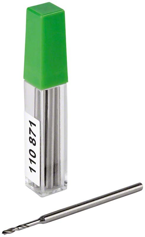 HSS-Spiralbohrer, 1,4 mm, in Verpackung mit grünem Deckel.