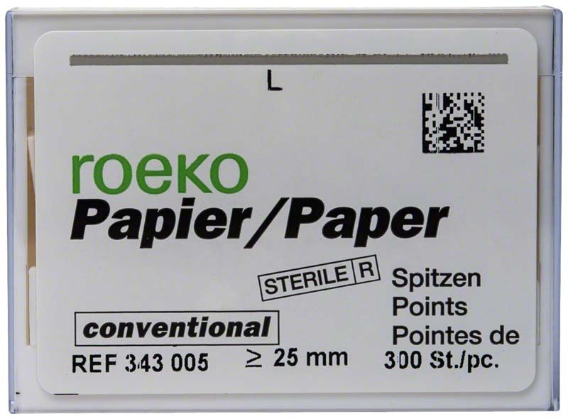 Roeko Papierspitzen conventional Gr. L in weißer Verpackung.