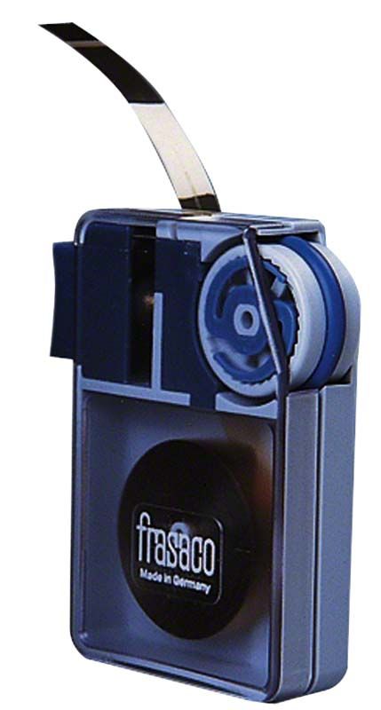 Matrizenband-Spender mit Kupferton Matrizenband, 15m lang, 0,05mm dick, 8,5mm breit.