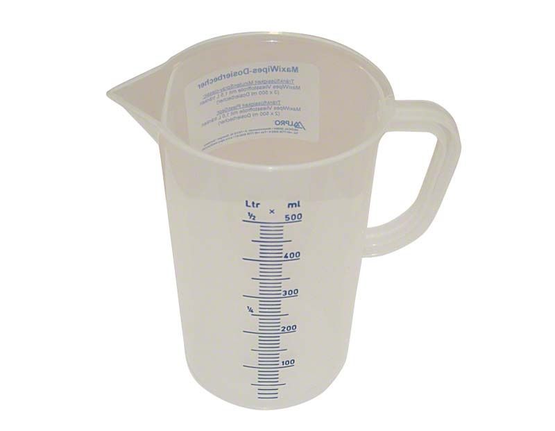 Messbecher mit Griff und Skala für präzises Flüssigkeitsabmessen.