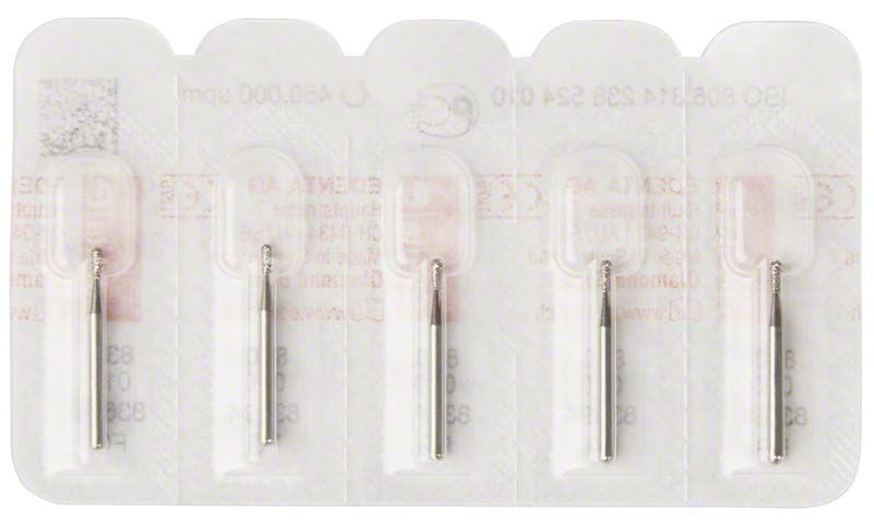 Diamantenschleifer FG 830 010 in Blisterverpackung für Zahnarztbohrer.