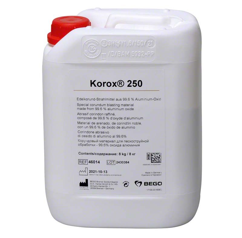 Korox® 250, 8kg Kanister Aluminium-Oxid-Strahlmittel von BEGO.