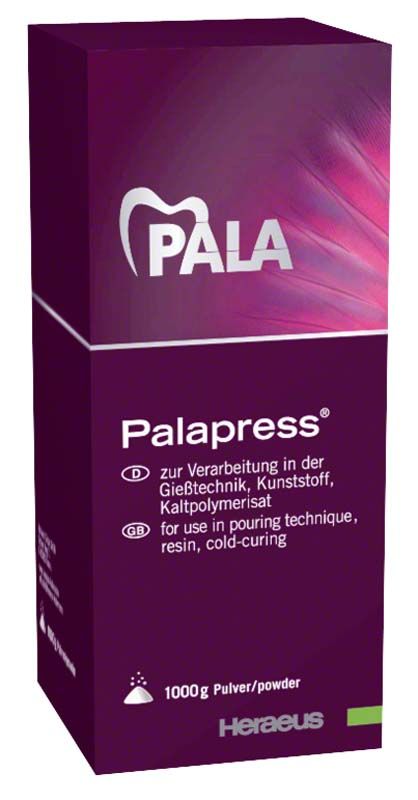 Palapress® Pulver 1000g, rosa Verpackung mit Kulzer-Logo.