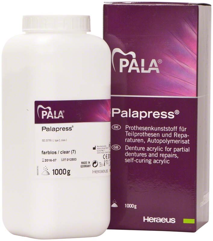 Palapress® Pulver 1000g Flasche und Verpackung in Weiß und Lila.