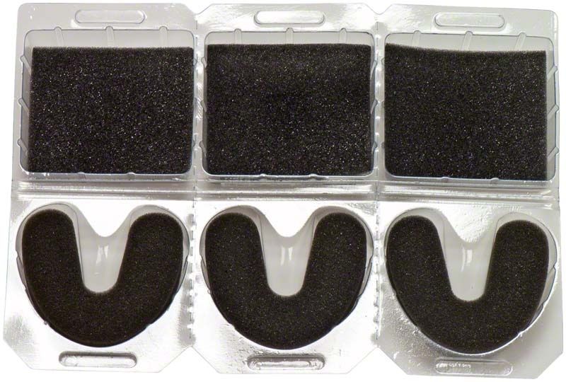 Rechteckige, dreiteilige Fripack-Verpackung mit schwarzem Schaumstoffeinsatz.