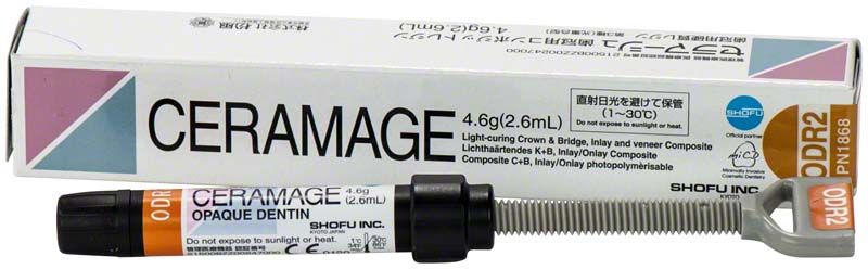 Ceramage Opaque Dentin ODR2 in Originalverpackung mit Applikationsspritze.