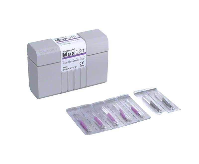 Max Pin Komplettkit 021 violett mit selbstschneidenden Titan-Stiften in Blisterpackungen.