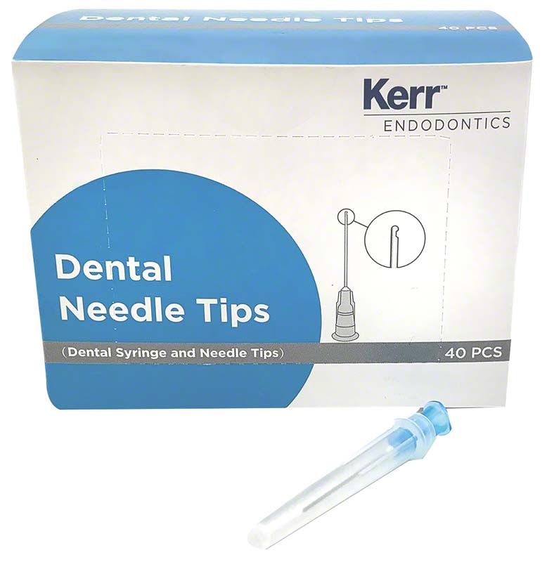 Irrigation Probe™ Gauge Nr. 23, Ø 0,6 mm blau vor Verpackung.