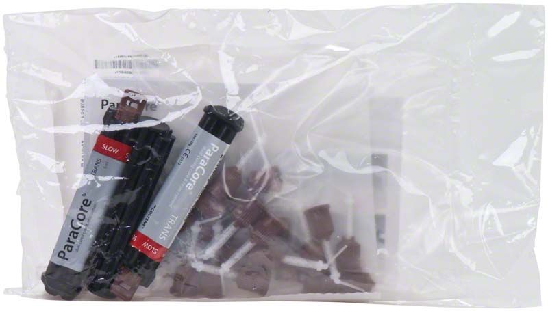 ParaCore® SLOW Transluzent Nachfüllpackung mit 2x5 ml Kartuschen und Zubehör.
