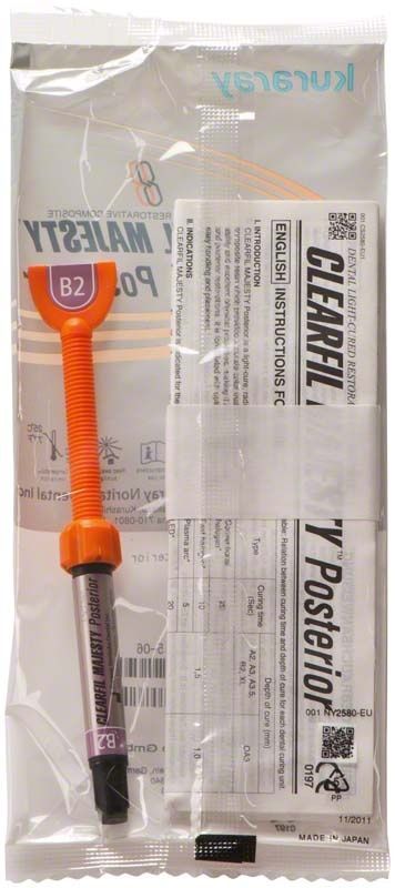 Klarfil Majesty Posterior Spritze B2 in versiegelter Verpackung mit Anweisungen.
