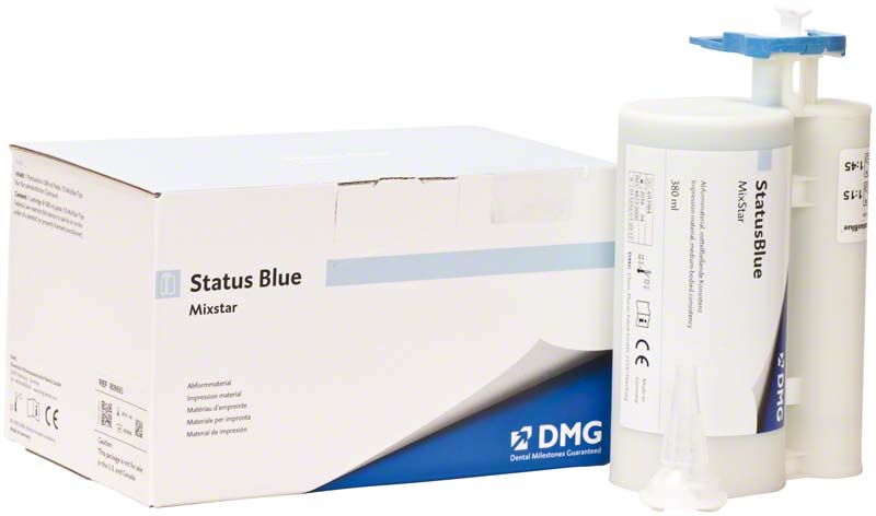 Status Blue Mixstar 380ml Kartusche mit Verpackung und Zubehör.