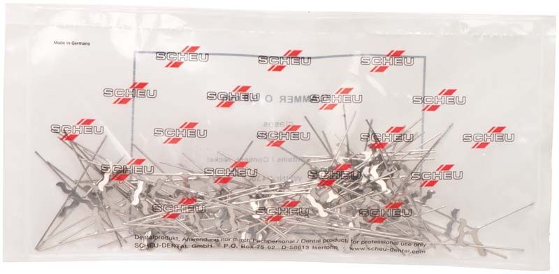 Klarsichtverpackung mit O-Klammern Ø 0,9mm, 100 Stück, Metall, T-Form.