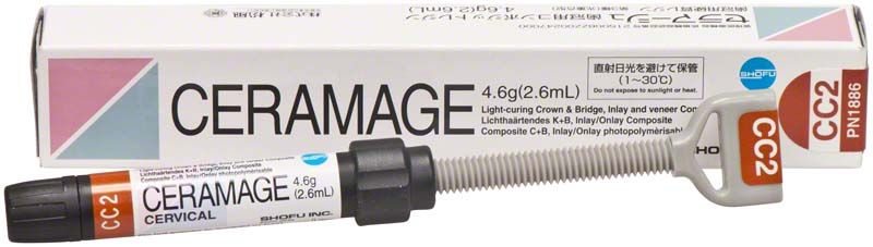 Ceramage Hals CC2 Komposit-Spritze vor der Produktverpackung.