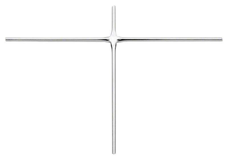 Edelstahl-KFO-Klammerkreuz mit hochglänzender Oberfläche.