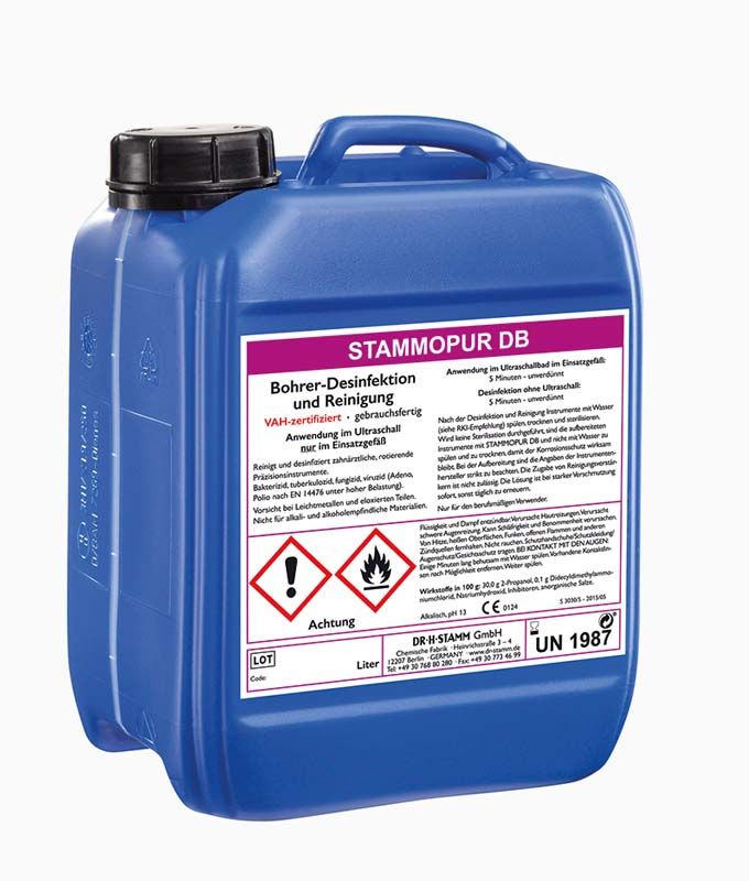 Stammopur DB 5 Liter Kanister mit Etikett für Ultraschallreinigung.