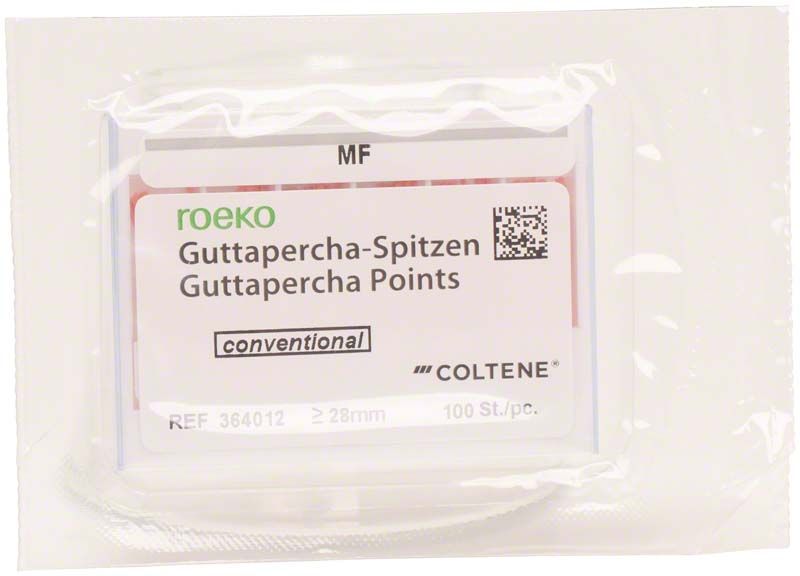 Verpackung der ROEKO Guttapercha-Spitzen Gr. MF mit 100 Stück