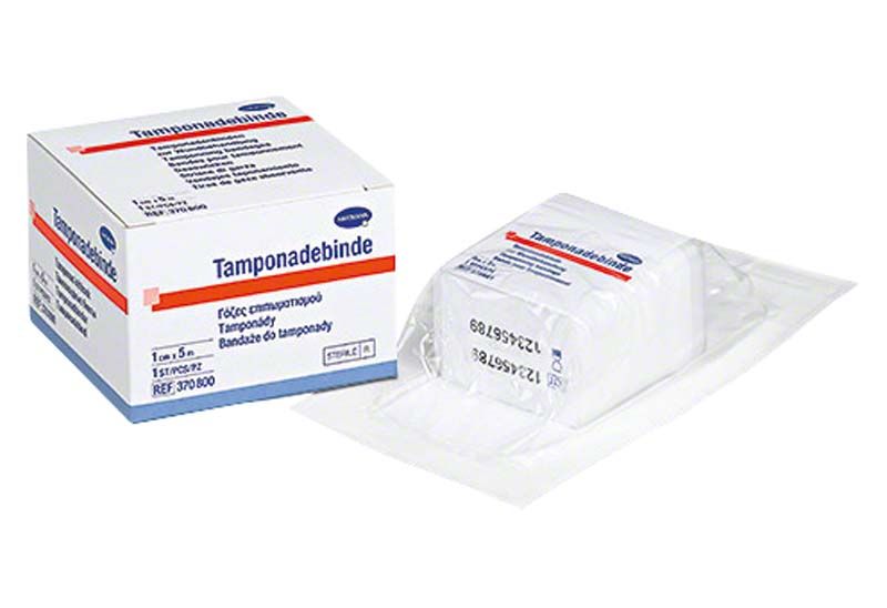 Tamponadebinde von Paul Hartmann, verpackt in einer weißen Box und Folie.