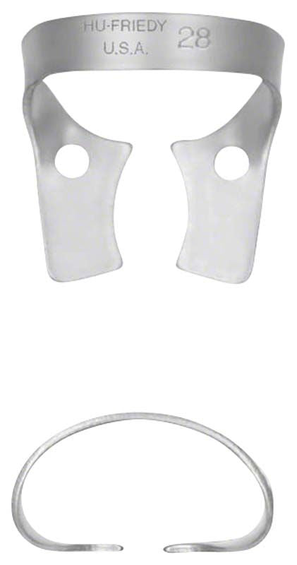 Kofferdam-Klammer aus Satin-Stahl für UK Molaren, Figur 28.
