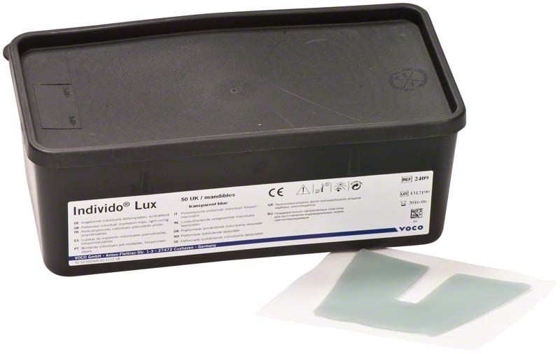 Individo Lux blau-transparent UK in schwarzer Verpackung mit Etikett.