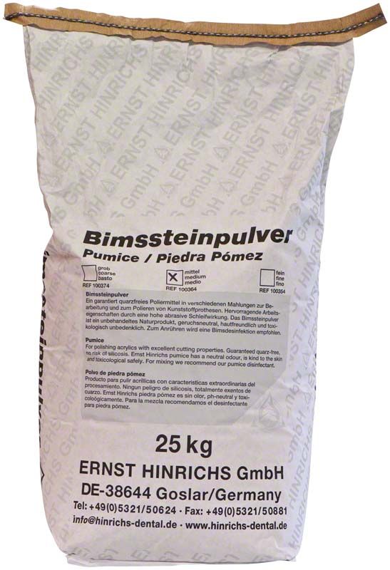 Bimssteinpulver mittel 25kg von Ernst Hinrichs GmbH in weißem Sack.