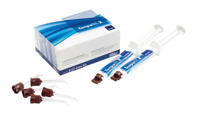 TempoSIL 2 Zement-Set mit zwei Spritzen und Mischspitzen.