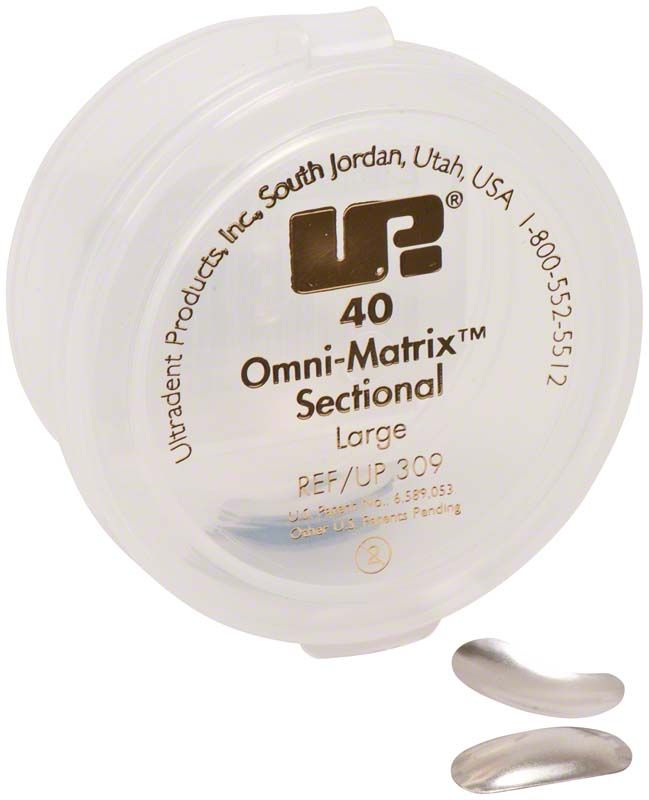 Omni-Matrix™ Sectional Large Matrizenbänder in runder Verpackung mit Logo.
