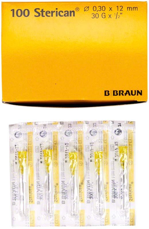 Sterican® Insulinkanülen 0,30 x 12 mm, gelb, in Originalverpackung.