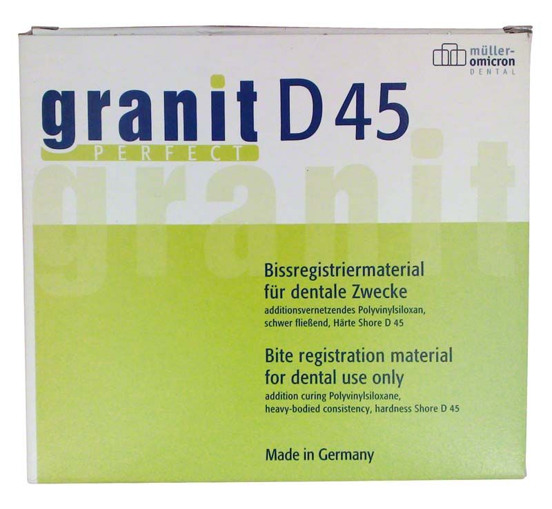Verpackung von Granit Perfect D45 Kartuschen, 2 x 50ml für dentalen Gebrauch.