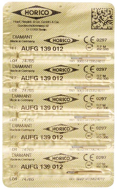 Verpackung mit fünf Horico-Diamantschleifern, Modell AuFG 139 012.