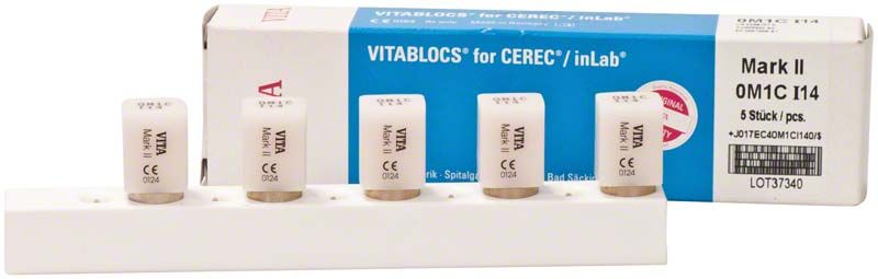 VITABLOCS® Mark II I14 VITA 3D-Master 0M1C Keramikblöcke in Verpackung.