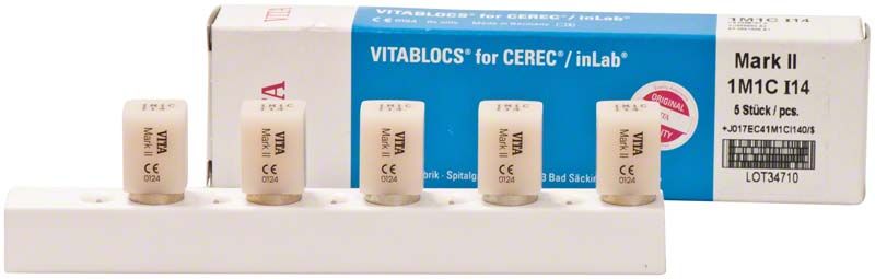 VITABLOCS® Mark II I14 VITA 3D-Master 1M1C Keramikblöcke in Verpackung.