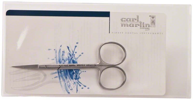 Zahnfleischschere Figur 803, 10,5 cm, gebogen in Verpackung.