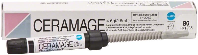 Ceramage Transluzenz BG Spritze mit Etikett und Dosierspitze.