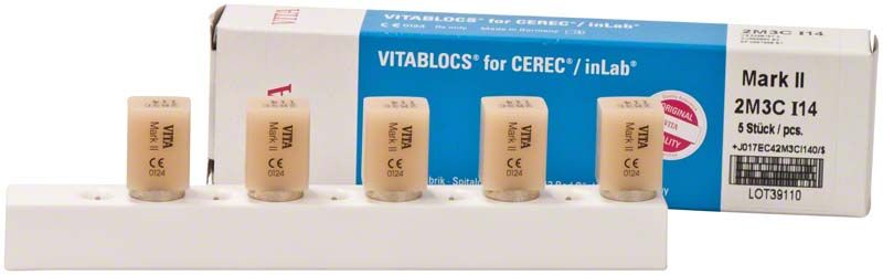 VITABLOCS® Mark II Rohlinge auf Halterung vor Verpackung.