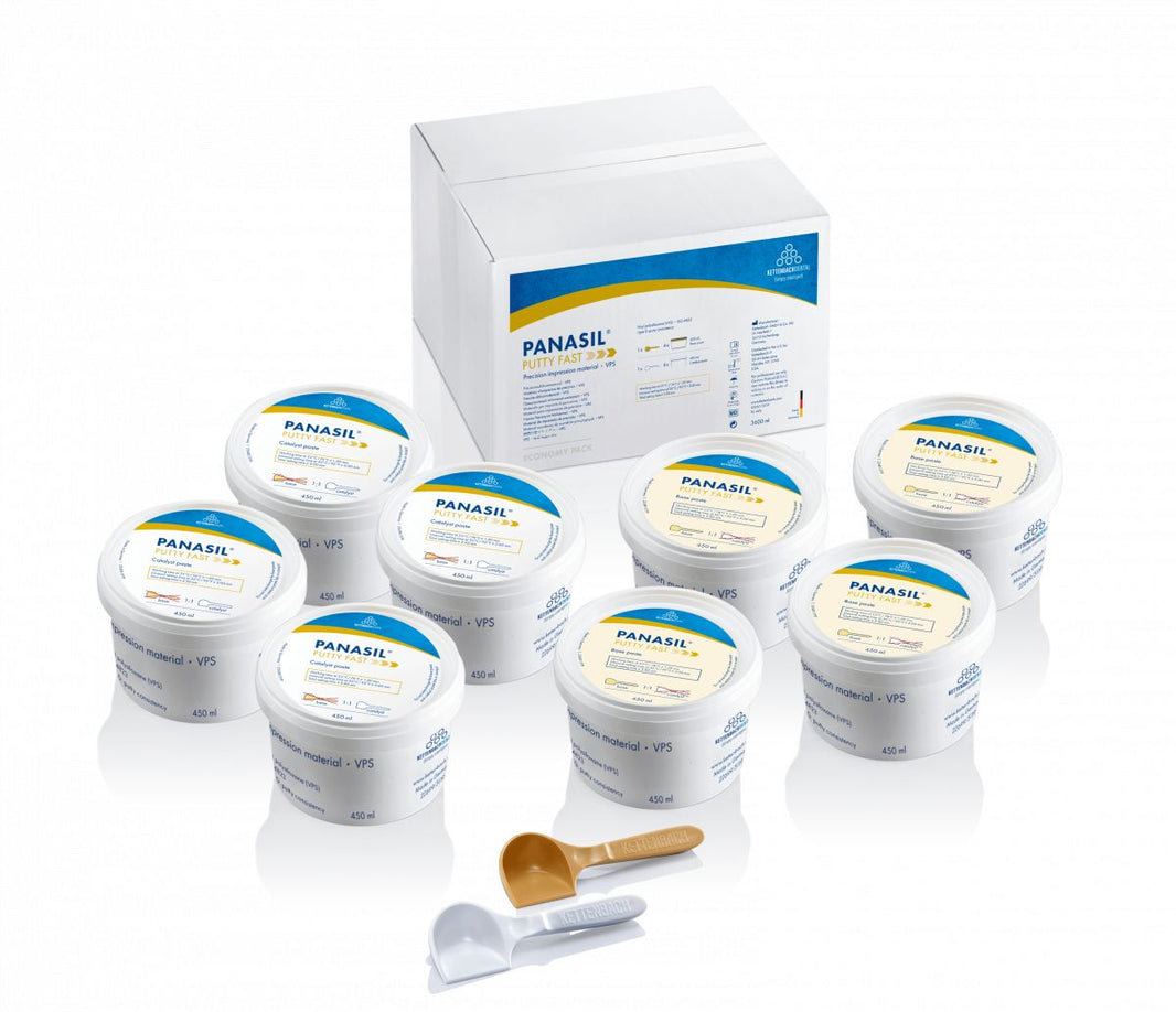 Panasil® Putty Fast Set Economy Pack mit 8 x 450ml Dosen und Zubehör.