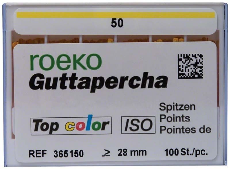 ROEKO Guttapercha-Spitzen Top color Schiebeschachtel, Größe 050, gelb.