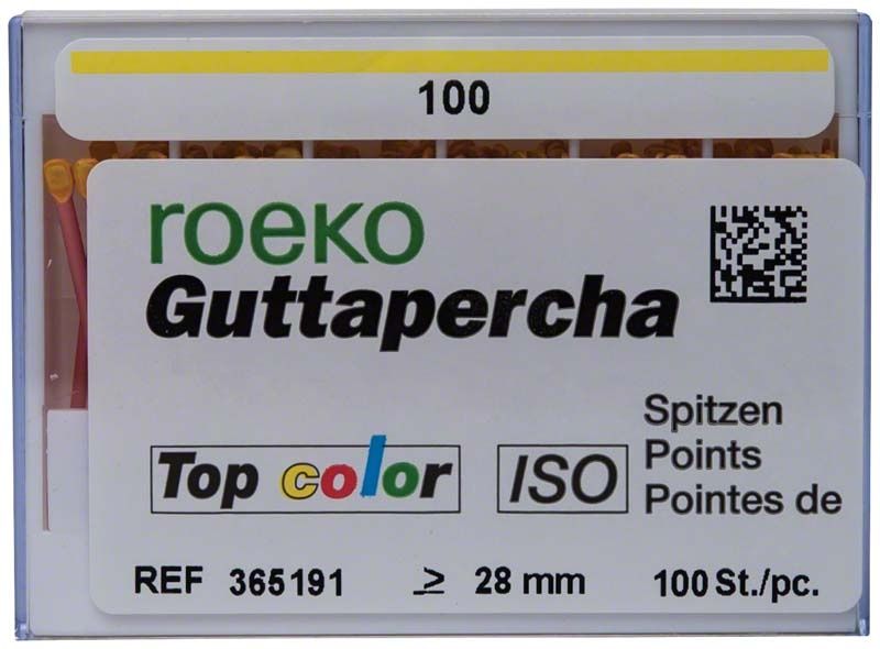 ROEKO Guttapercha-Spitzen in Top Color Schiebeschachtel, Größe 100, gelb.
