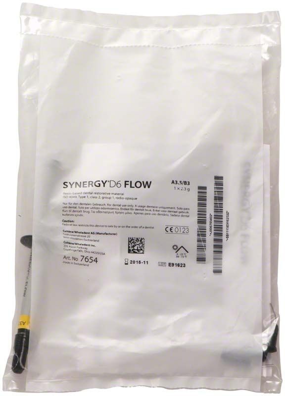 Synergy D6 Flow Spritze A3,5/B3 in weißer Verpackung.