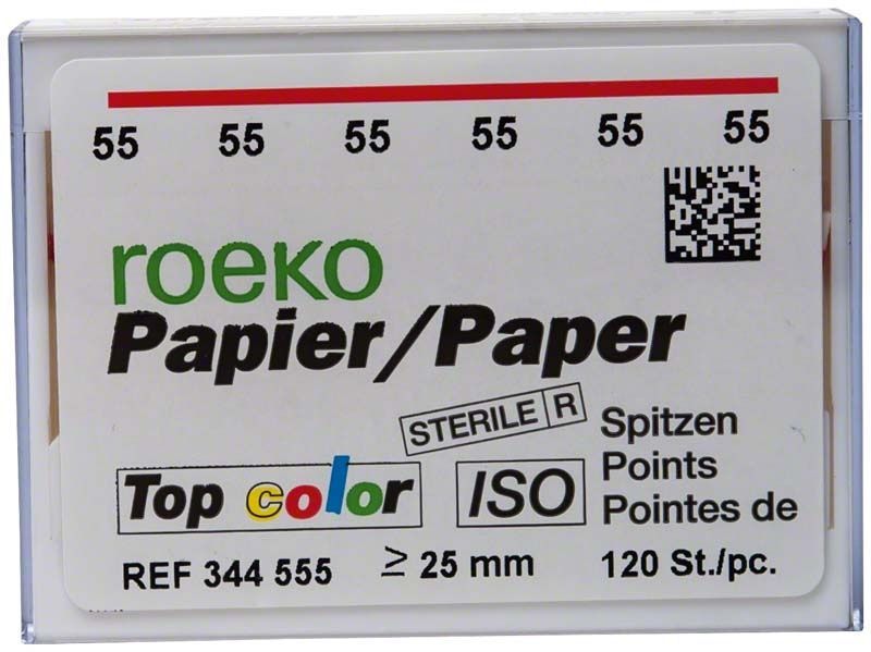 ROEKO Papierspitzen Topcolor Gr. 055 in weiß-roter Verpackung.