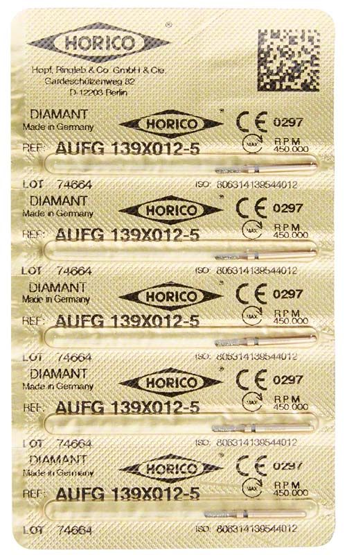 Verpackung mit Löwenschleifer AuFG 139X 012 Diamant-Instrumenten.