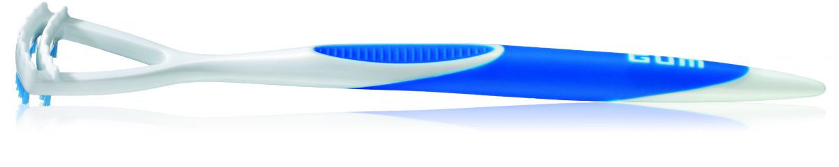 GUM® HaliControl® Zungenreiniger mit blauem Griff und ergonomischem Design.