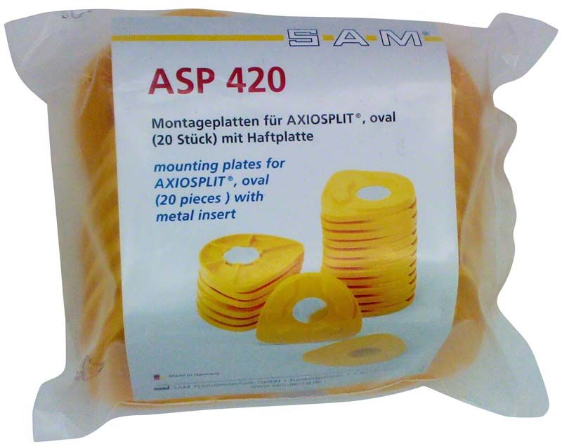 Montageplatten AXIOSPLIT oval, 20 Stück im Beutel verpackt.