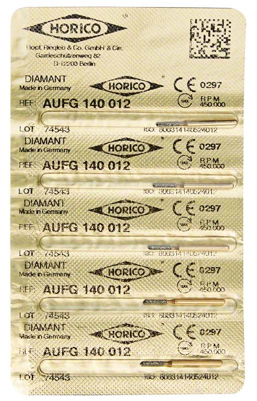 Verpackung der Löwenschleifer AuFG 140 012, diamantbeschichtet, steril.
