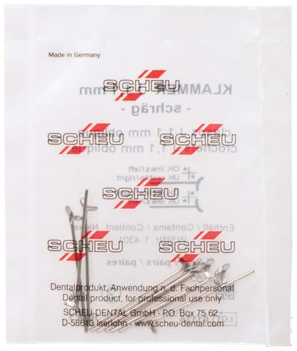 J-Klammern aus Edelstahl in transparenter Verpackung mit Aufschrift.