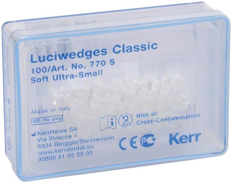 Luciwedges Classic ultra-schmal in transparenter Kunststoffverpackung mit Produktinformationen.