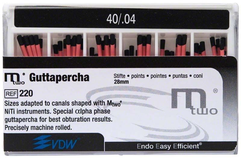 Mtwo Guttapercha Gr. 40/.04 schwarz in transparenter Verpackung.