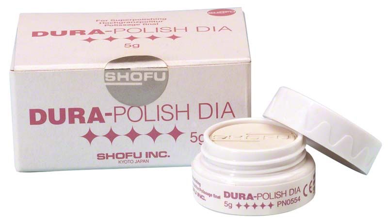 DURA-POLISH DIA Polierpaste mit Verpackung und geöffneter Dose.